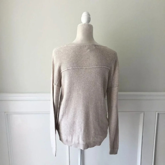 ANA Textured Knit Dolman Scoop Neck Sweater Tan PL - Picture 3 of 4